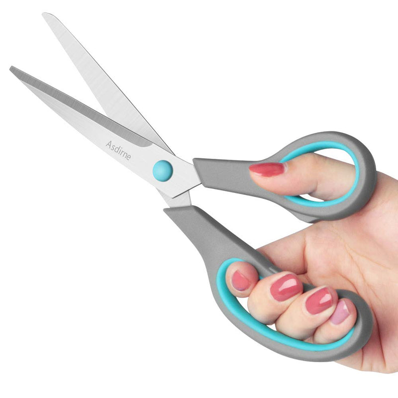 Asdirne Scissors Set of 4, Premium Stainless Steel Razor Blades, Ergonomic Semi-Soft Rubber Grip, Suitable for School, Office and Family Daily Use, 5.4/6.4/8.5/9.6inch, Blue&Gray - NewNest Australia