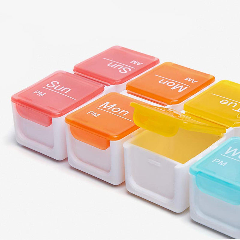 Portable Pill Box with Smart Reminder Alarm, 14 Grids Intelligent Electronic Digital Timer AM and PM Medicine Dispenser, Weakly Pill Organiser for Outdoor Travel Work - NewNest Australia