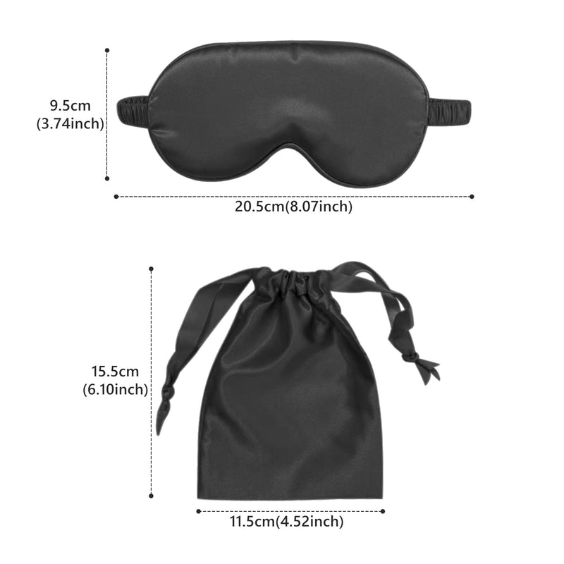 ALLY-MAGIC Silk Sleep Mask for Women Men Adjustable Eye Mask for Sleeping with Elastic Strap Both Sides Blackout with Cloth Bag for Travel Yoga Nap Meditation Y4-SMZGYZ(Black) Black - NewNest Australia