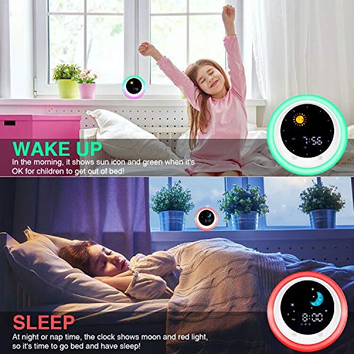 NewNest Australia - I·CODE Time to Wake Alarm Clock for Kids, Children's Sleep Trainer, Kids Wake Up Light, Sleep Sound Machine White 