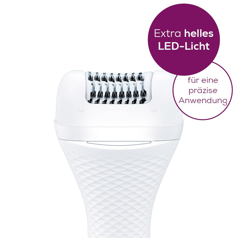 Beurer Hl 76 Epilator 2-In-1 Epilation And Shaving Wide Flexible Epilator Head With 42 Tweezers Conforms To Body Contours For Thorough Hair Removal Waterproof Bright Led Light - NewNest Australia