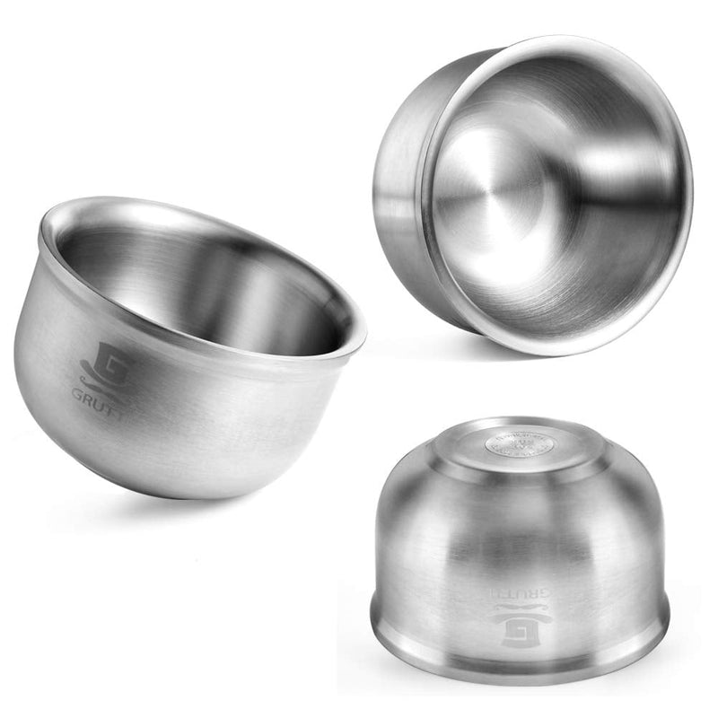 GRUTTI Shaving Lather Bowl, 4.13" Men's Durable Shave Soap Cup Shining Three-Layer 304 Heavy Duty Stainless Steel Heat Preservation Soap Bowl 4.13inches/10.5cm - NewNest Australia