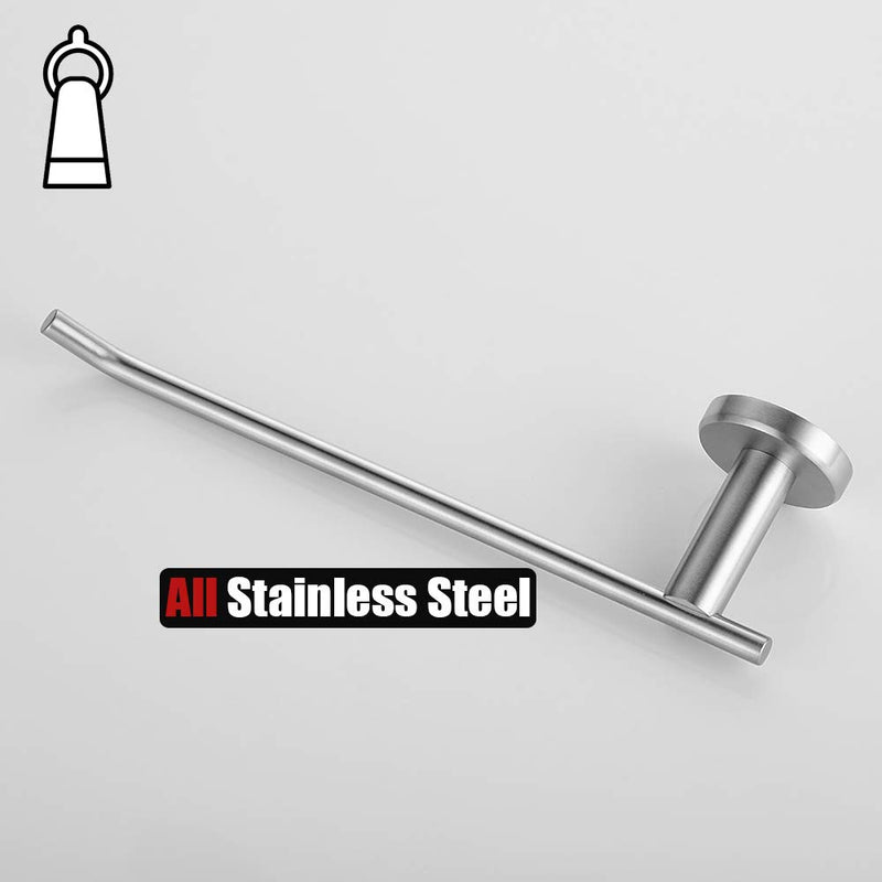 JQK Hand Towel Bar, Stainless Steel Towel Ring for Bathroom, 9 Inch Necklace Holder Brushed Finish Wall Mount Left Hand, TR101-BN 9 Inch (Left) - NewNest Australia