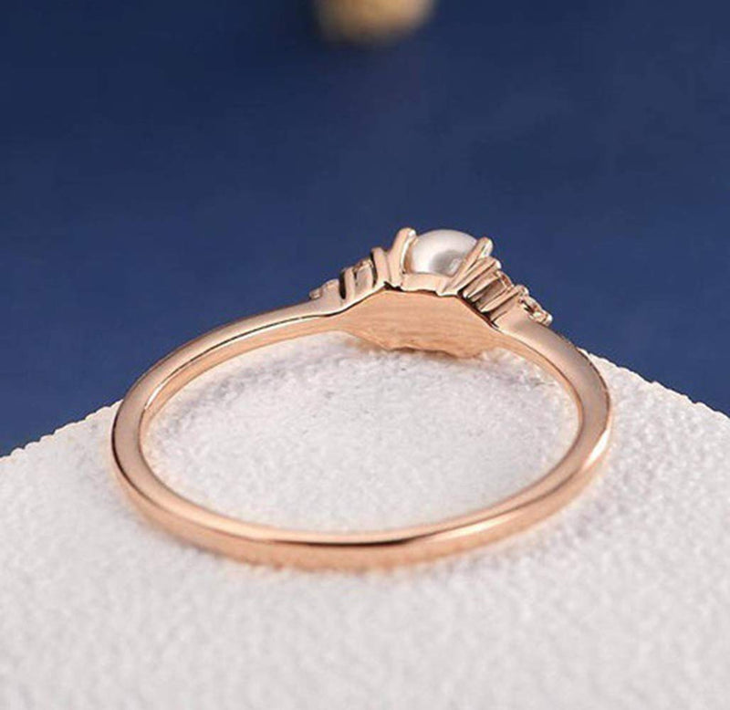 Cuteshop Elegant Pearl Rings Rose Gold CZ Crystal Fashion Engagement Wedding Ring (6) 6 - NewNest Australia