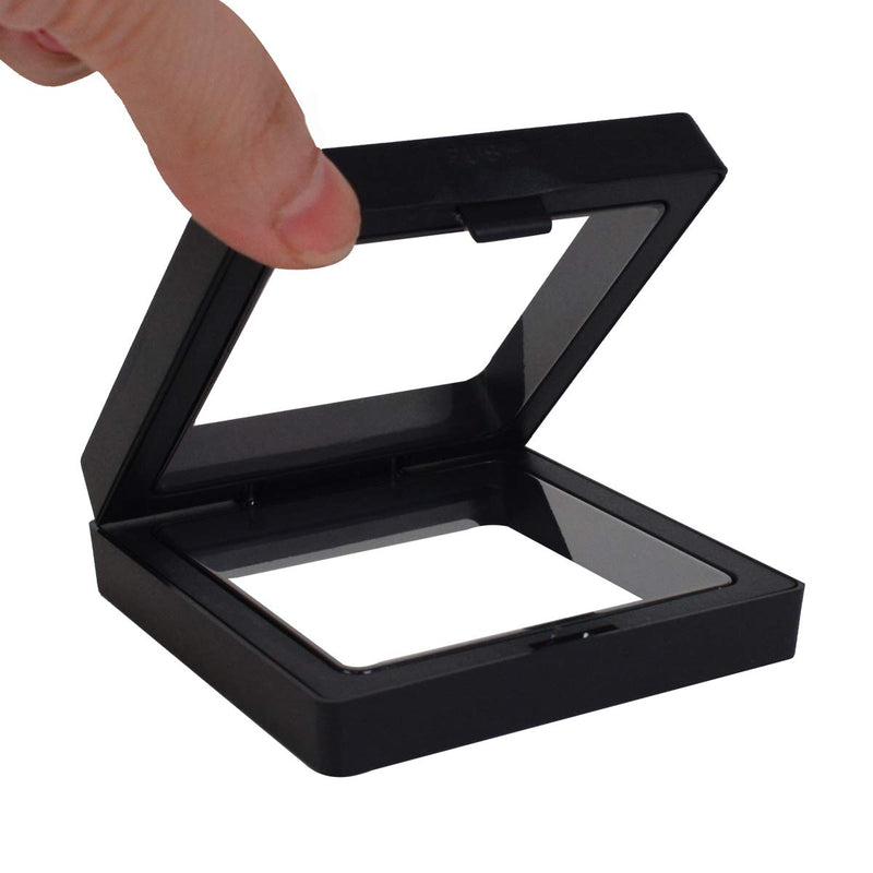 NewNest Australia - Bleiou 10 Pack 3D Floating Display Frame Stand Holder Coin Chip Jewelry Pin Display Stand Box (Black, 2.75 x 2.75 x 0.75 inch) Style C 