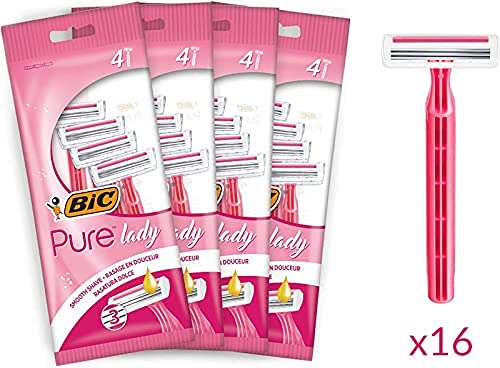 BIC Pure Lady razors for women, 16 disposable razors with 3 blades each, with vitamin E & shea butter for a gentle shave single - NewNest Australia