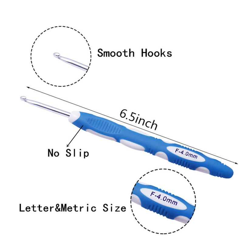 Ergonomic Crochet Hooks with Roll Felt Bag, Crochet Hooks Set for Arthritic Hands, Size from B to J - NewNest Australia