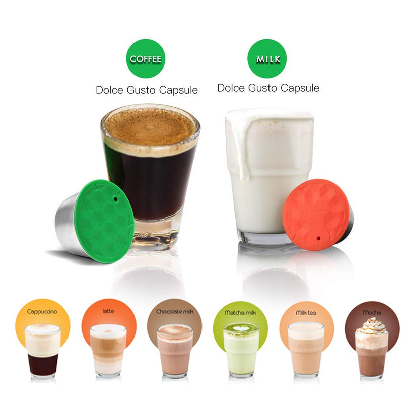 i Cafilas Reusable Coffee Pods + Refillable Milk Capsules for Dolce Gusto Machines, Stainless Steel Coffee Capsules Filter with 1 Spoon & 1 Brush - NewNest Australia