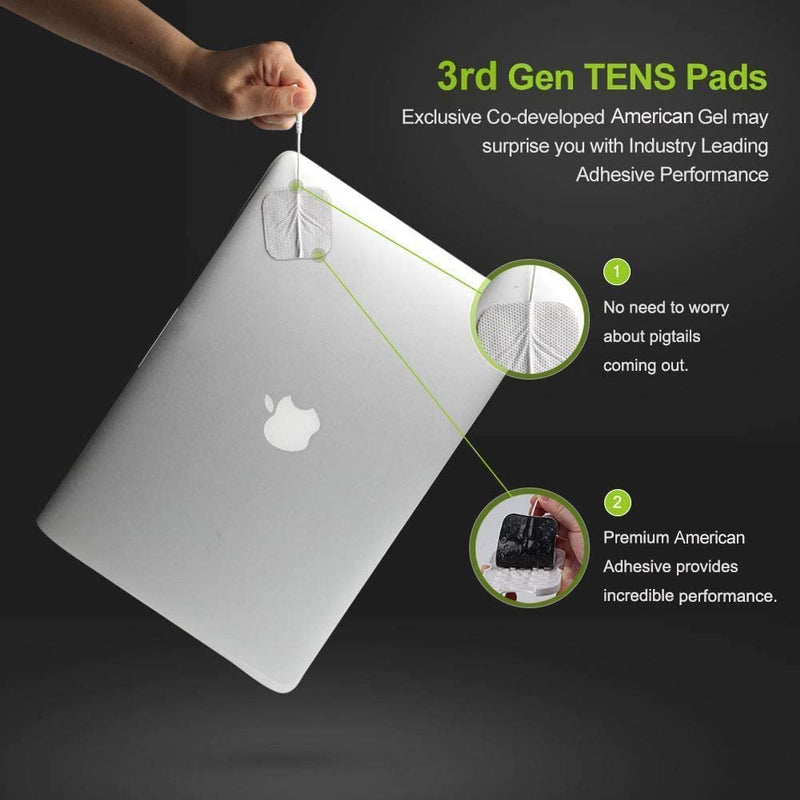 AUVON TENS Machine Pads 50 x 50mm 20 Pcs, 3rd Gen Latex-Free TENS Electrode Pads Patches with Upgraded Self-Stick Performance and Non-Irritating Design for Electrotherapy A-white - NewNest Australia