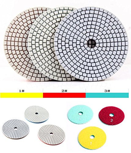 4 Inch with 2.5mm Thickness Dry/Wet 3 Step Polishing Pads for Granite Marble Concrete Stone 300 - NewNest Australia
