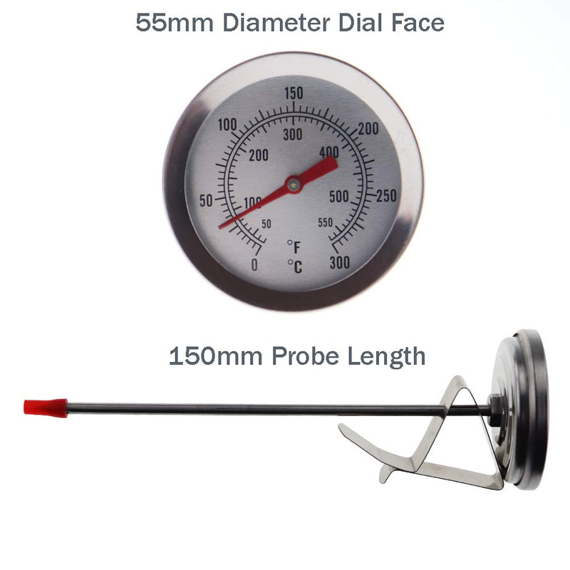 NewNest Australia - Oil Thermometer for Deep Frying - 150 mm Stainless Steel Deep Fry Thermometer Complete with Pan Clip 