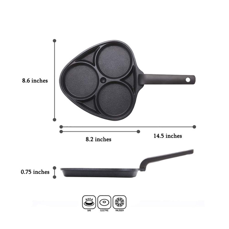 Kitchen Flower Cookin Clover 3 Divider Non Stick Egg Frying Pan (22cm x 21cm) - NewNest Australia