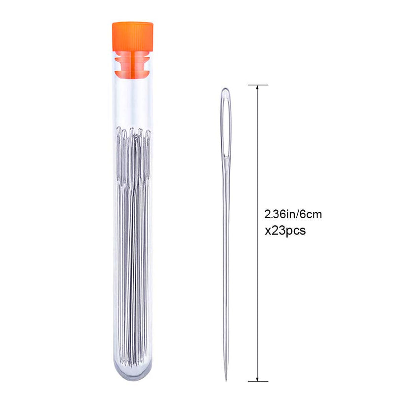 23 PCS Large Eye Sewing Needles, 2.36in Sewing Sharp Needles, Leather Needle Embroidery Thread Needle, Stainless Steel Yarn Knitting Needles with a 3.3in Plastic Bottle - NewNest Australia