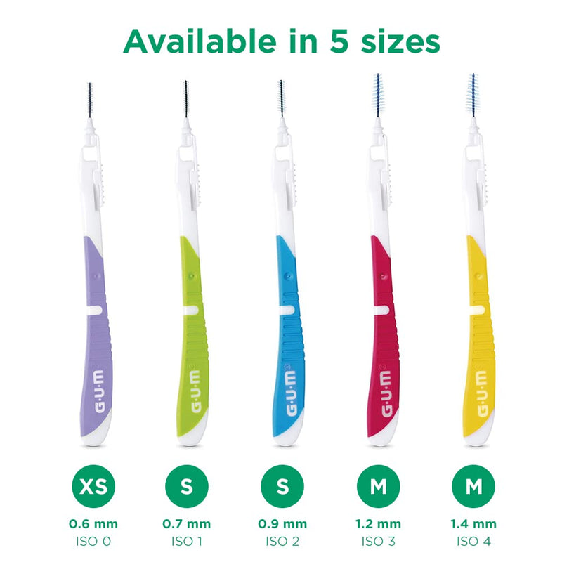 Gum Bi-Direction Dual Position Interdental Brushes, Antibacterial Bristles, 90 Degree Positioning, Teeth Cleaning And Plaque Removal, 3 X 6 Pieces (Iso Size 1, 0.7 Mm) - NewNest Australia