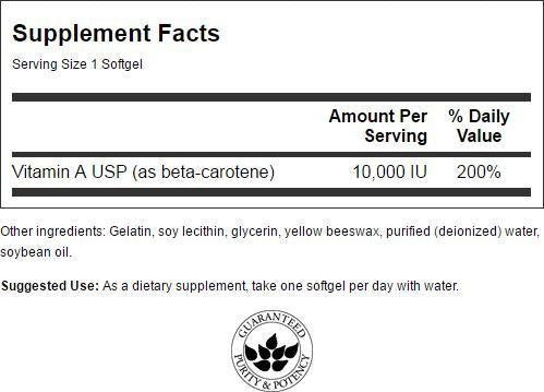 Swanson Beta-Carotene (Vitamin A) Skin Eye Immune System Health Antioxidant Support 10000 Iu (3000 mcg) 250 Sgels 1 - NewNest Australia