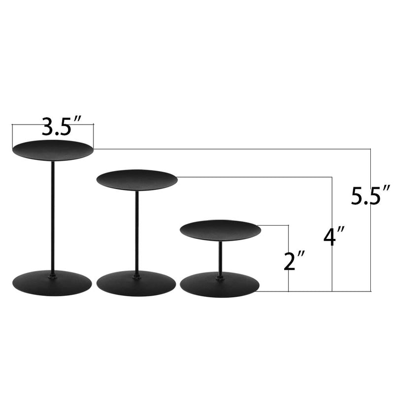 NewNest Australia - smtyle Pillar Candle Holders Set of 3 Centerpieces Plate for Tables or Fireplace with Black Metal Iron 