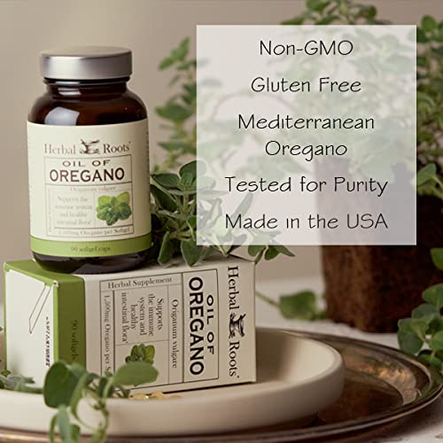 Herbal Roots Oil of Oregano - Made from Mediterranean Oregano Oil - 90 Easy to Swallow Softgel Capsules - Extra Strength 150 mg - Made in The USA - NewNest Australia