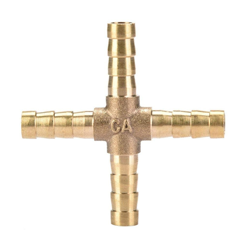 5pcs Brass 4 Way Hose Barb Cross Fitting Connector Joint Copper Barbed Adapter Air Water Oil Gas Fuel 6/8/10/12mm(6mm) 6mm - NewNest Australia