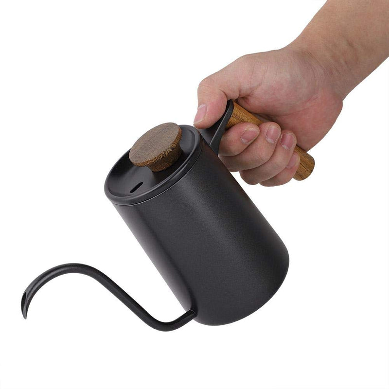 Fdit 600 ml Fashion Stainless Steel Handle Drip Coffee Pot Long Gooseneck Spout Kettle Reusable Packaging Socialme-EU (Black) Black - NewNest Australia