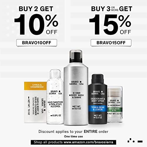 Aluminum-Free Natural Deodorant for Men by Bravo Sierra - Long Lasting All-Day Odor and Sweat Protection - Citrus and Cedarwood, 3.2 oz - Paraben-Free, Baking Soda Free, Vegan and Cruelty Free - Will Not Stain Clothes. Citrus & Cedarwood - NewNest Australia