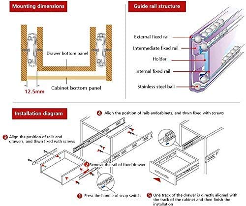 URBEST Ball Bearing Drawer Slides Full Extension 4 Inch Telescopic Slider for Cabinet, 1Pair (4-Inch) - NewNest Australia