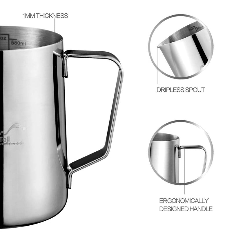 Stainless Steel Milk Frothing Pitcher 600ml Milk Coffee Cappuccino Latte Barista Jug Pitcher - NewNest Australia