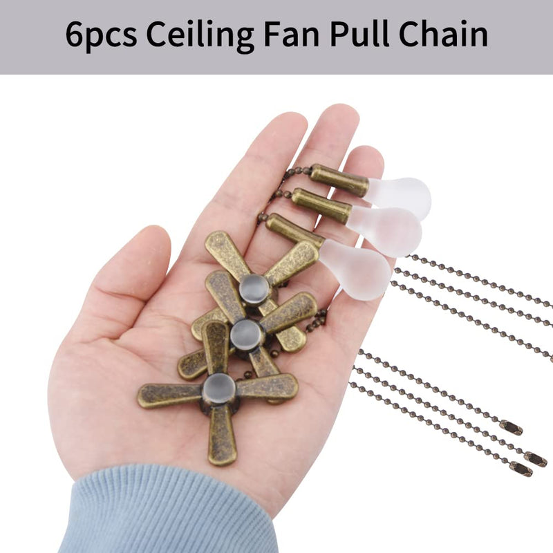 LVOERTUIG 3 Sets Ceiling Fan Pull Chain, Fan Chain Extension Fan Light Chain Extender Beaded Ball Connector, Lamp Pull Chain Ornament, Pull Chain Decorative Fan and Light Pull Chain Set (Bronze) Bronze - NewNest Australia