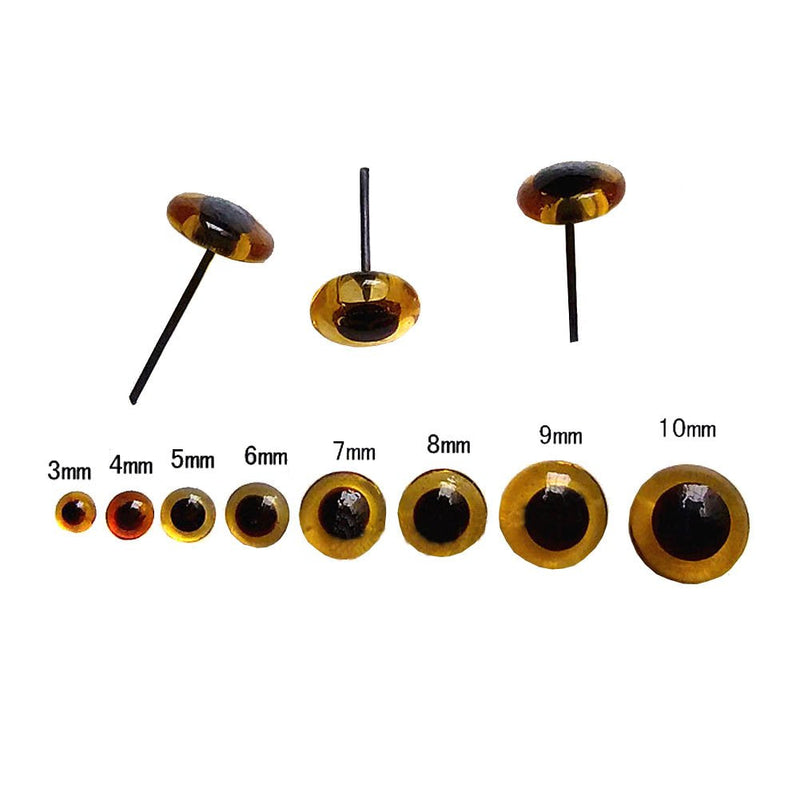 Bestartstore 1Box(100pcs) 3/4/5/6/7/8/9/10/11/12mm Amber Glass Eyes Kits for Needle Felting Bears Dolls Decoys Sewing - NewNest Australia