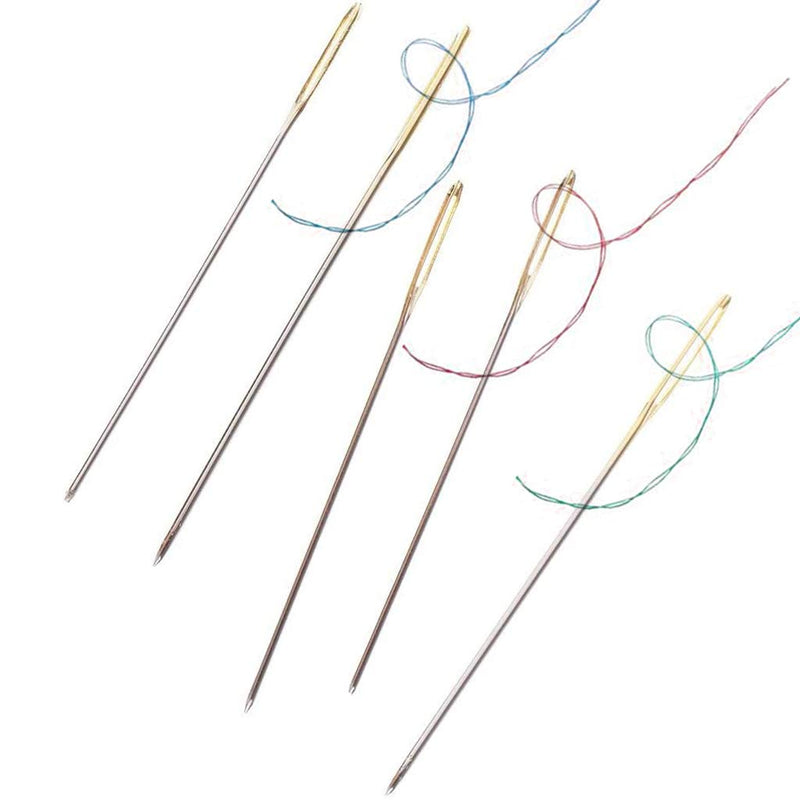 100pcs Cross Stitch Needles +1 Stainless Steel Needle Threader,Golden Color Large Eyes Cross Stitch DIY Embroidery Hand Needles Sewing Needles in Transparent Box Size 22# 24# 26# (22#) 22# - NewNest Australia