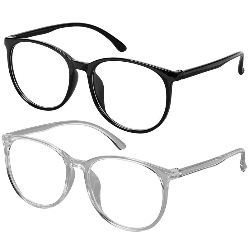 Aomig Blue Light Blocking Glasses, 2PC Blue Light Filter Glasses Gaming, Reading Glasses Visual Aid Eye Optics Glasses, Screen Glasses Unisex Protects the Eyes and Relieves Fatigue (Black/Grey) Black/Grey - NewNest Australia