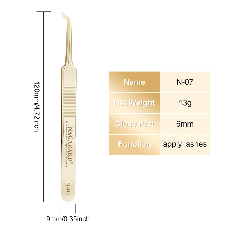NAGARAKU Eyelash Extension Tweezers Professional Precision Tweezers Gold Curved Volume Cluster Super Light Easy Fanning Pre-Made Fan Tweezers Stainless Steel Tweezer (N-07) N-07 - NewNest Australia