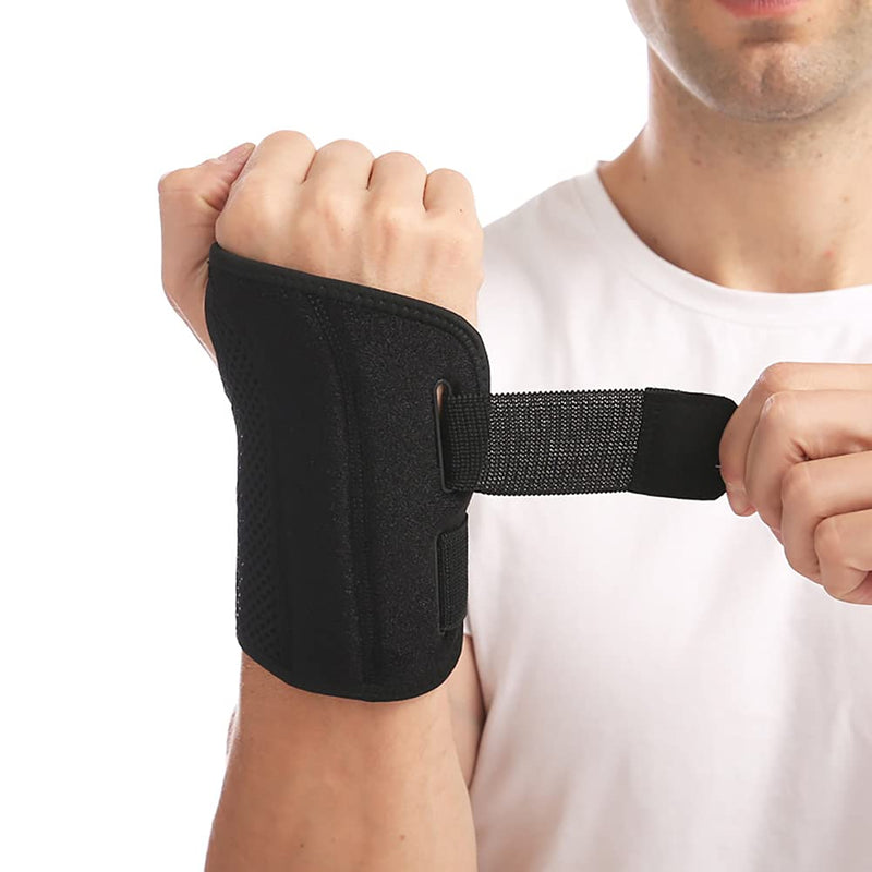 NuCamper Breathable Wrist Support Wrist Brace with Metal Splint Stabilizer Men Women Wrist Brace Adjustable Wrist Splint for Arthritis, Tendonitis, Sprain Black S/M Right Handed - NewNest Australia