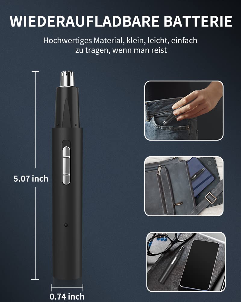 Nose hair trimmer, nose hair trimmer, ear hair trimmer, 2 in 1 professional nose trimmer - pain-free men's and women's nose hair remover, with USB charging function, IPX7 waterproof double blades - NewNest Australia