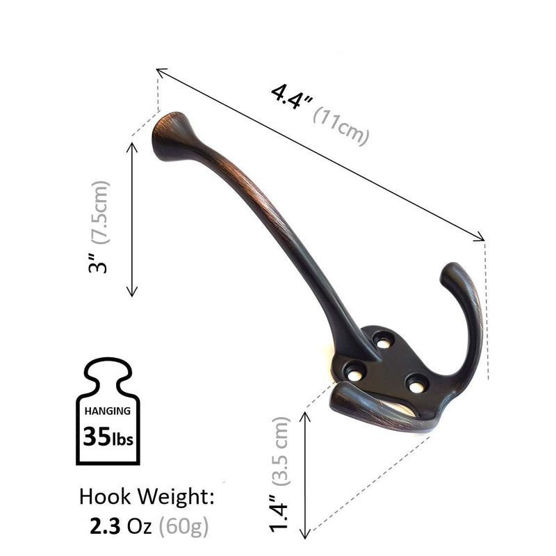 NewNest Australia - Ambipolar TriLeg Hook, Heavy Duty Big Triple Leg/Double Coat Hooks Base. Entryway Coat Hooks, Scarf and Jacket Hangers.Perfect Bath Towel Heavy Hooks (5 Pack, Oil Rubbed Bronze) 