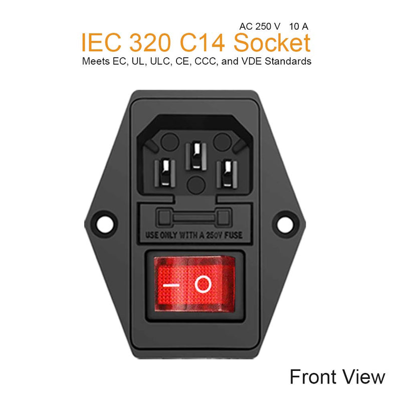 Module Plug,10A Fuse Switch Male Power Socket,Adapter Power Connector,3 Pins Inlet Power Socket,Black,Red Button,AC 250V 10A IEC 320 C14 3 Pieces - NewNest Australia