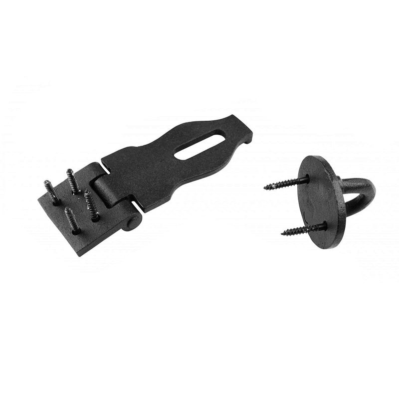 Decorative Black Wrought Iron Hasp Lock 4" X 1.75" Heavy Duty Rust Resistant Hasp Latches Safety Padlock Clasps for Cabinets, Chests Or Doors with Screws | Renovators Supply Manufacturing Pack of 2 - NewNest Australia