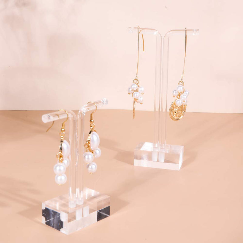 GemeShou Acrylic 3pcs Earring Display Stand Clear Earring Holder Lucite T Bar Earring Retail Display Photography Props【Acrylic Earring T Stand-3pcs 】 A/Acrylic Earring T Stand-3pcs Height 4.7"/3.9"/3.1" - NewNest Australia