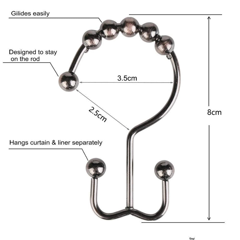 Fangkun Shower Curtain Rings Hooks Stainless Steel Rust Proof Double Glide Decorative Hooks Set of 12 Curtains Hooks Bronze - NewNest Australia