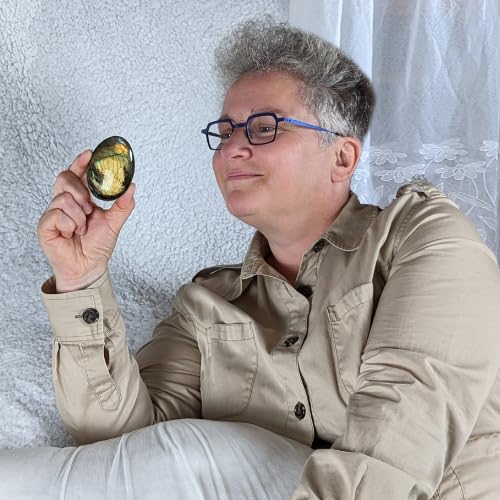 EUSICE - Imperial Labradorite Natural Stone, Healing Stone Crystal Relaxation and Anti-Stress, 100% Artisan & Handmade Pebble, Labradorite High Quality and Ethics for Wellness, Meditation, Collecting Golden Labradorite 80g-100g - NewNest Australia