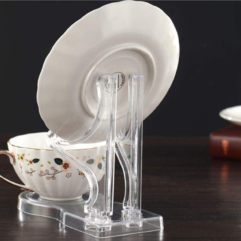 NewNest Australia - Zmmyr 4 Packs Acrylic Display Stands Tea Cup Saucer European Coffee Shelf Display Stand Holder High Feet 