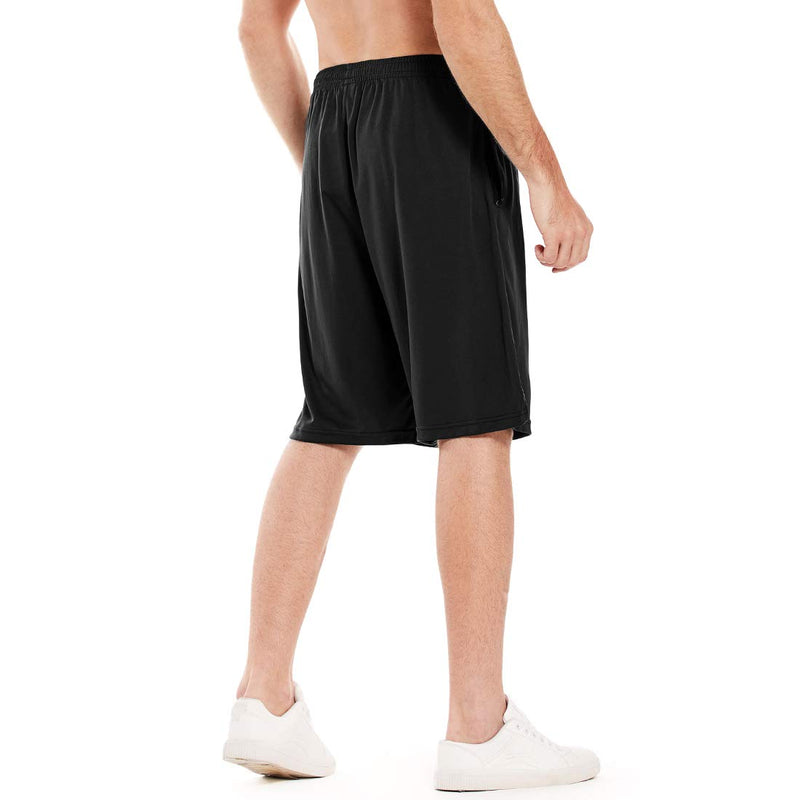 LEAO Men's Basketball Shorts with Zipper Pockets Quick Dry Loose-fit Sports Workout Running Shorts Black X-Large - NewNest Australia