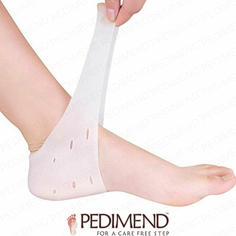 Cracked Heel Protectors Cushion Cups Without Holes, Silicone Gel Heel Cups with Holes, Plantar Fasciitis Foot Arch Heel Support by PEDIMEND™ - 1 Pair (Black - Foot Arch Heel Support) Black - Foot Arch Heel Support - NewNest Australia