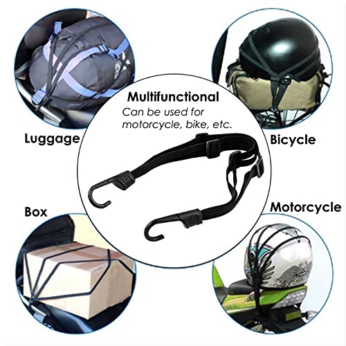 Patty Both 2 Pcs Motorcycle Helmet Luggage Rope Bungee Cord Bandage Strapping Tape Elastic Strap with 2 hooks, Black - NewNest Australia