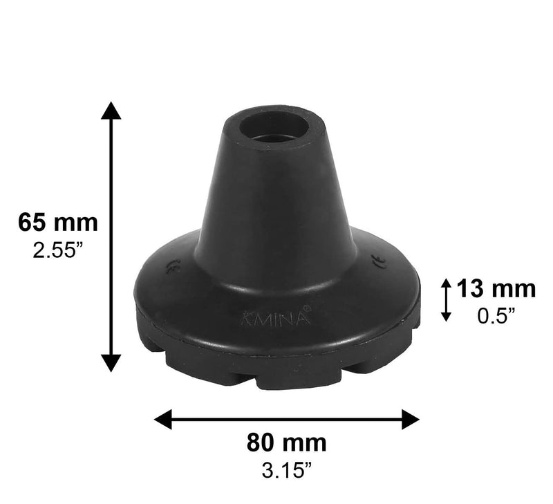 KMINA - Crutch Rubber Feet 19 mm, 18 mm and 17 mm (x2 Units) 3/4", Walking Stick Rubber Tips, Ferrules for Walking Sticks, Rubber Feet for Crutches, Crutch Feet Black - Made in Europe 2 units - NewNest Australia