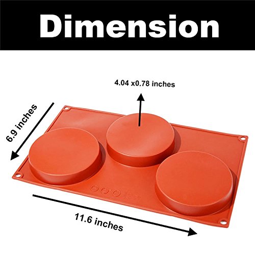 NewNest Australia - OBUY 3-Cavity Large Round Silicone Disc Cake, Pie, Custard, Tart and Resin Coaster Mold 2 Pcs 