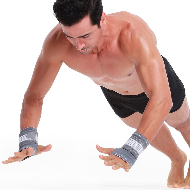 Neotech Care Palm Support With Thumb Part - Adjustable Compression Straps - Elastic & Breathable Fabric - For Sports, Bowling, Boxing - Gray (1 Unit, Size L) - NewNest Australia
