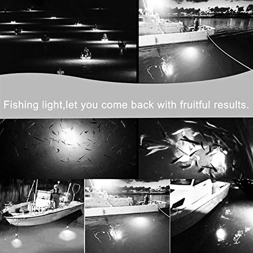 RTNLIT 12V 15W LED Fishing Light, Underwater 108 LEDs Fish Finder Lamp, Submersible Night Fishing Lure Bait Finder Attracts Crappie/Prawns/Squid/Krill, IP68 with 5M Power Cord and Battery Clip White - NewNest Australia