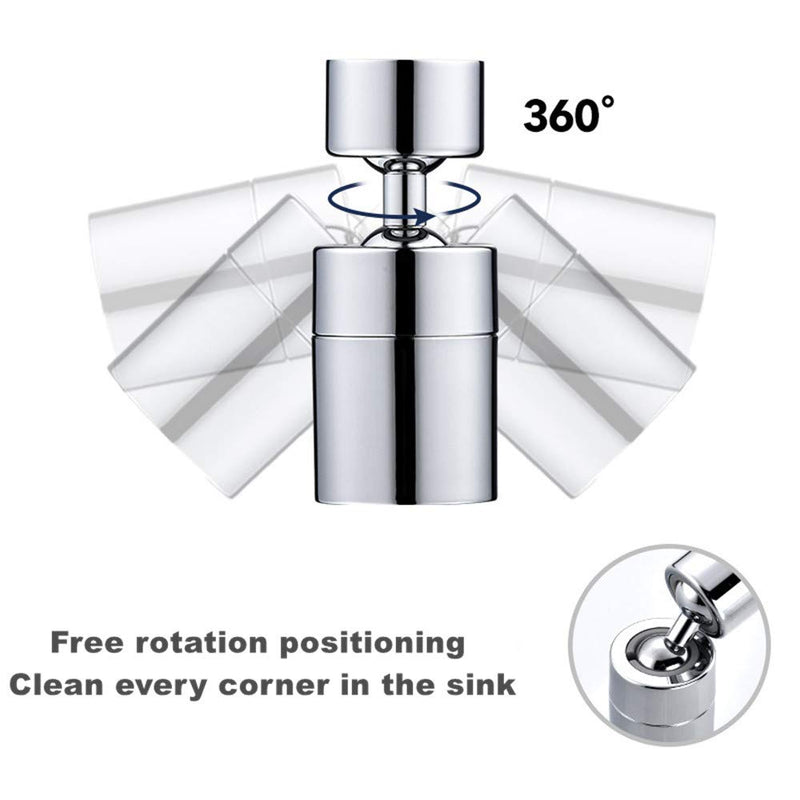 360 Degree Swivel Sink Faucet Aerator,2-FlowBig Angle Water Saving Dual Function,with Gasket Faucet Replacement Part - 55/64 Inch-27UNS Female Thread, 15/16 Inch-27UNS Male Thread Adapters large angle - NewNest Australia