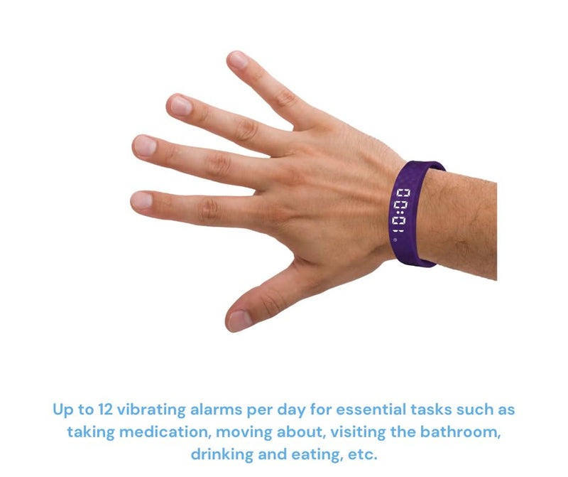 Purple Pivotell Vibratime Vibrating Pill Reminder Clock - with up to 12 daily alarms, Purple, Modern - NewNest Australia