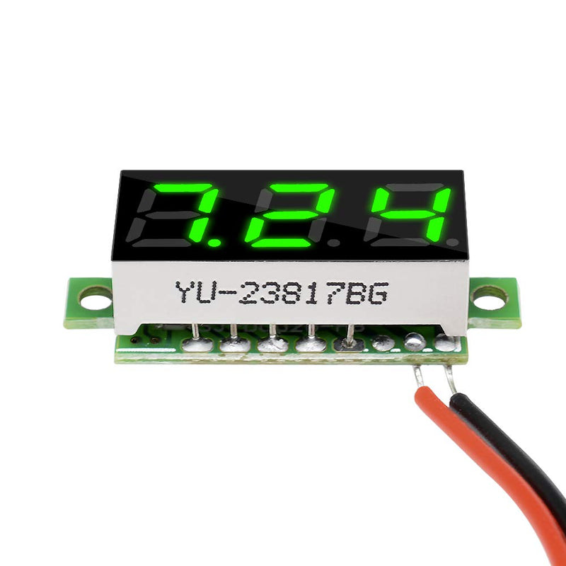 Diymore 10pcs Mini Digital 0.28" 2 Wire LED Panel Display Voltage Tester Voltmeter DC Volt Meter (Green) Green - NewNest Australia